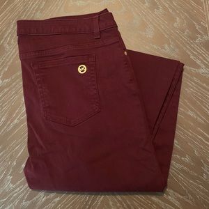 Maroon Michael Kors crop skinny jeans